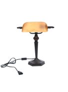 LANDLITE TL609 E27 Max 60W, desk lamp, table lamp, banker lamp, banker's Lamp - with amber colored glass shade