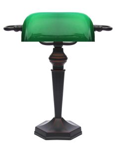   LANDLITE TL609 E27 Max 60W, desk lamp, table lamp, bank lamp, banker's Lamp - with  green glass shade
