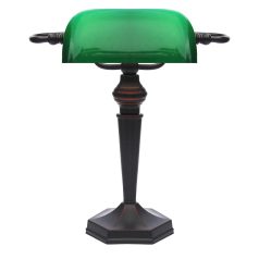  LANDLITE TL609 E27 Max 60W, desk lamp, table lamp, bank lamp, banker's Lamp - with  green glass shade