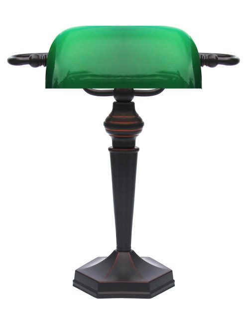 LANDLITE TL609 E27 Max 60W, desk lamp, table lamp, bank lamp, banker's Lamp - with  green glass shade