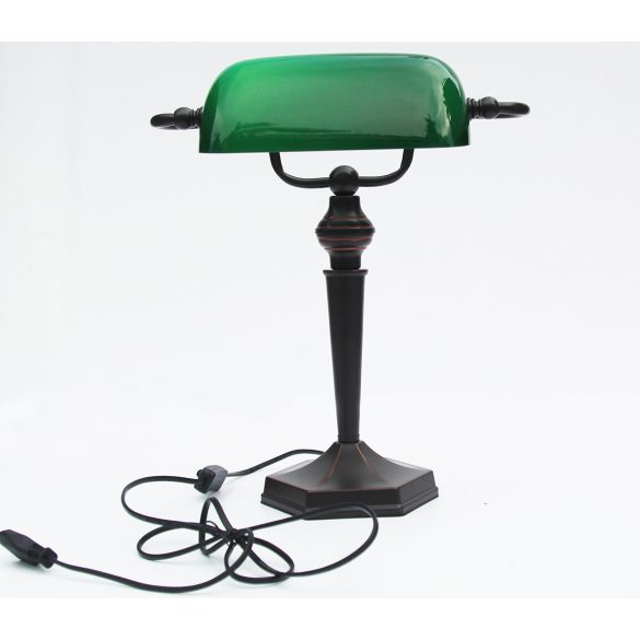 LANDLITE TL609 E27 Max 60W, desk lamp, table lamp, bank lamp, banker's Lamp - with  green glass shade
