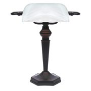   LANDLITE TL609 E27 Max 60W, desk lamp, table lamp, banker lamp, banker lamp, banker's Lamp - with frosted white glass shade