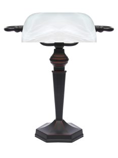   LANDLITE TL609 E27 Max 60W, desk lamp, table lamp, banker lamp, banker lamp, banker's Lamp - with frosted white glass shade