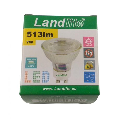  LANDLITE LED, GU10, 7W, 513lm, 3000K, spot lamp (LED-GU10-7W/GSL)