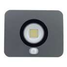 LANDLITE LED-FL-30W/MCL, 3000K warm white, grey, 30W LED Floodlight with motion sensor