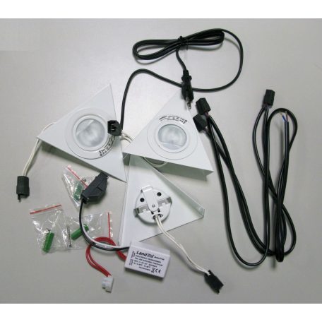 LANDLITE KIT-15-3, 3pcs JC-20W G4 12V, under cabinet light KIT, white