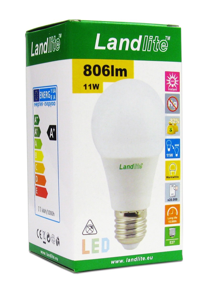 LANDLITE LED E27 11W A60 806lm 3000K pear shaped bulb LED A60 11W SXW