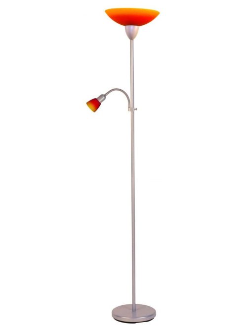 LANDLITE CLG-3800F-1, 1X60W E27 + 1X40W E14 230V, floor lamp, with red / yellow glass shade