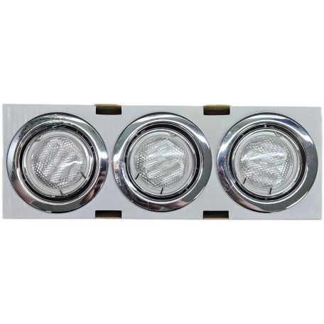 LANDLITE KIT-60-3, 3pcs 7W GU10 230V white CFL (energy saving lamp), rotateable design, downlight KIT chrome