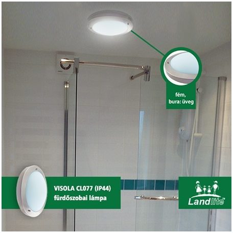 LANDLITE VISOLA CL077, 2XE27 60W, matt chrome, IP44, bathroom lamp