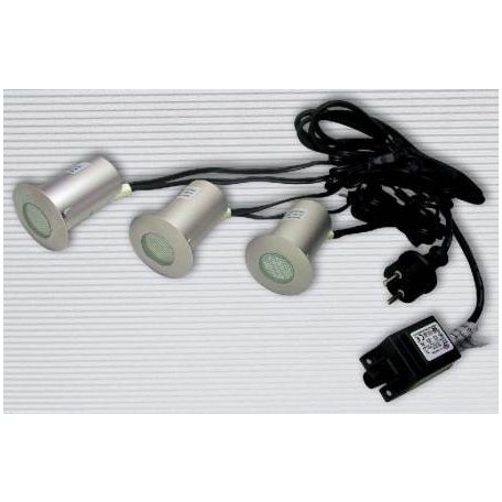 LANDLITE LED-GR91-3, 3x0,4W, 3pcs SET, transformer, metallic colors: gray, IP68, recessed LED ground lamp, bl