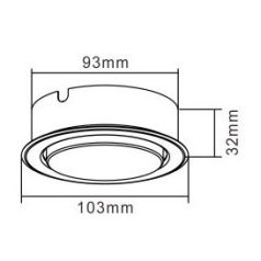   LANDLITE DL-19-GX53 220-240V mat chrome, surface-mounted downlight