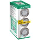 LANDLITE KIT-57A-3, 3pcs 3W GU10 230V warmwhite LED bulb, fix design, 3pcs LED downlight KIT, mat chrome