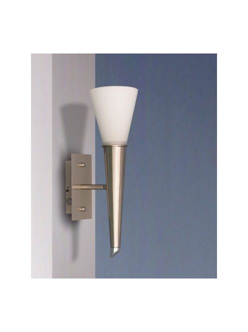 LANDLITE ONELLA modern wall lamp 1xE14 max 40W 230V (mat chrome / white glass)