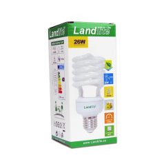   LANDLITE Energy saving, E27, 26W, 1550lm, 2700K, spiral lamp (ELH/M-26W)