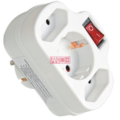 ANCO Combi adapter, 2+1 fold, white