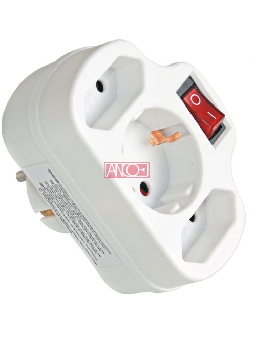 ANCO Combi adapter, 2+1 fold, white