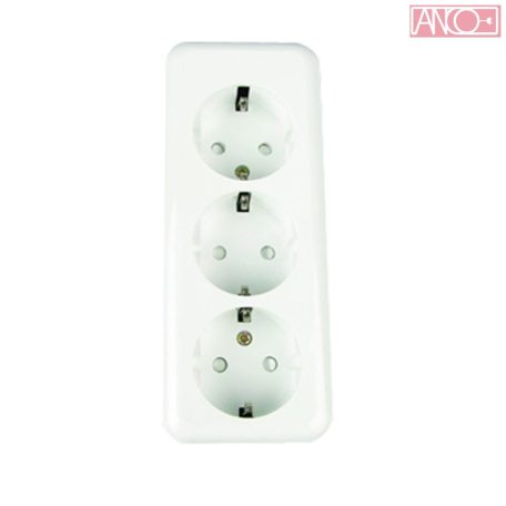 ANCO Austin triple grounding socket, white