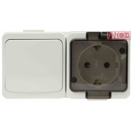 ANCO Junior horizontal switch + socket, IP44