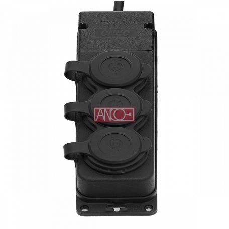 ANCO 3 extension sockets, rubber, IP44