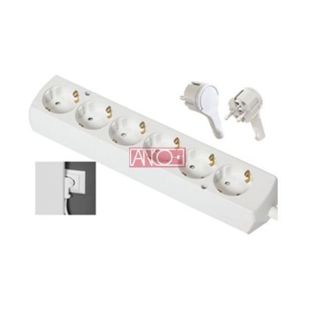 ANCO Table socket 6 way, with flat plug