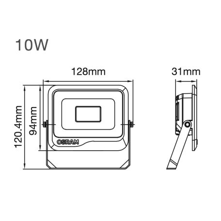OSRAM LP FL 10W 865 SF BL (GL24100554355). 6500K. black. 1250lm. LED Floodlight
