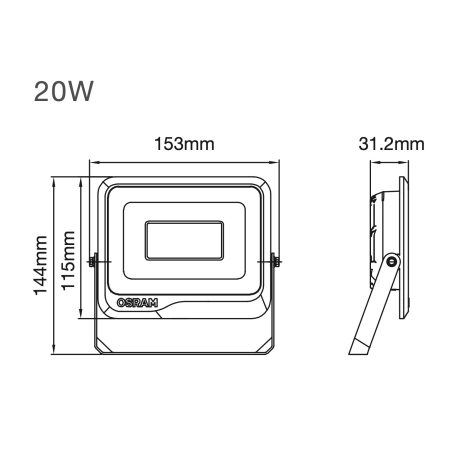 OSRAM LP FL 20W 865 SF BL (GL24100554955). 6500K. black. 2500lm. LED Floodlight
