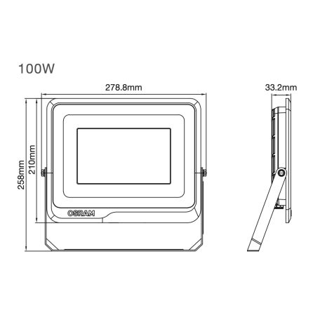 OSRAM LP FL 100W 830 SF BL (GL24100556555). 3000K. black. 11500lm. LED Floodlight
