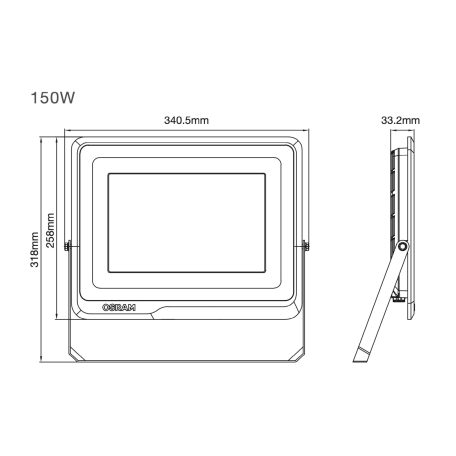 OSRAM LP FL 150W 830 SF BL (GL24100557155). 3000K. black. 17250lm. LED Floodlight
