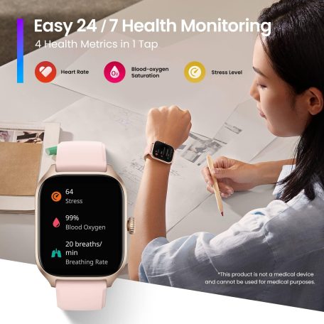 A2168 Infinite Black (fekete) -Amazfit GTS 4, A2168, Okosóra, Smartwatch, Zepp, Huami, Okos Óra, Smart Watch, Fitness, Fitnesz, Egészség, Sport