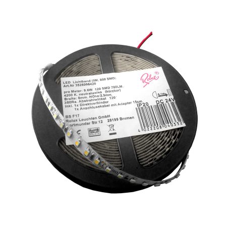 SMD3528 24V LED Strip 9.6W/m 120SMD/m 24V 4800K 5m, 3900lm