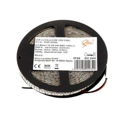 LED Strip 19.2W/m 240SMD/m 24V 2800K 5m